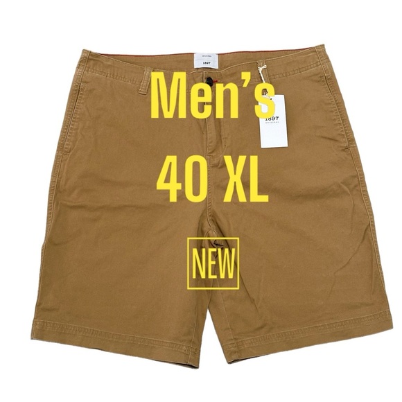 Men's Glinks 1987 Golf 40 XL Chino Khakis Shorts Taupe Stretch Casual NWT - Picture 2 of 8